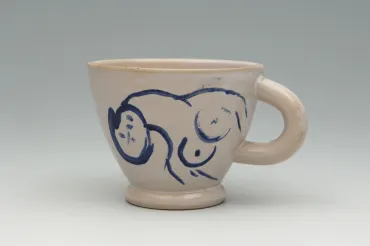 Ida Chagall’s wedding service: cup 4: Reclining Nude with Flowers, 1951, Ceramic by Marc Chagall